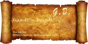 Gyurán Dezső névjegykártya